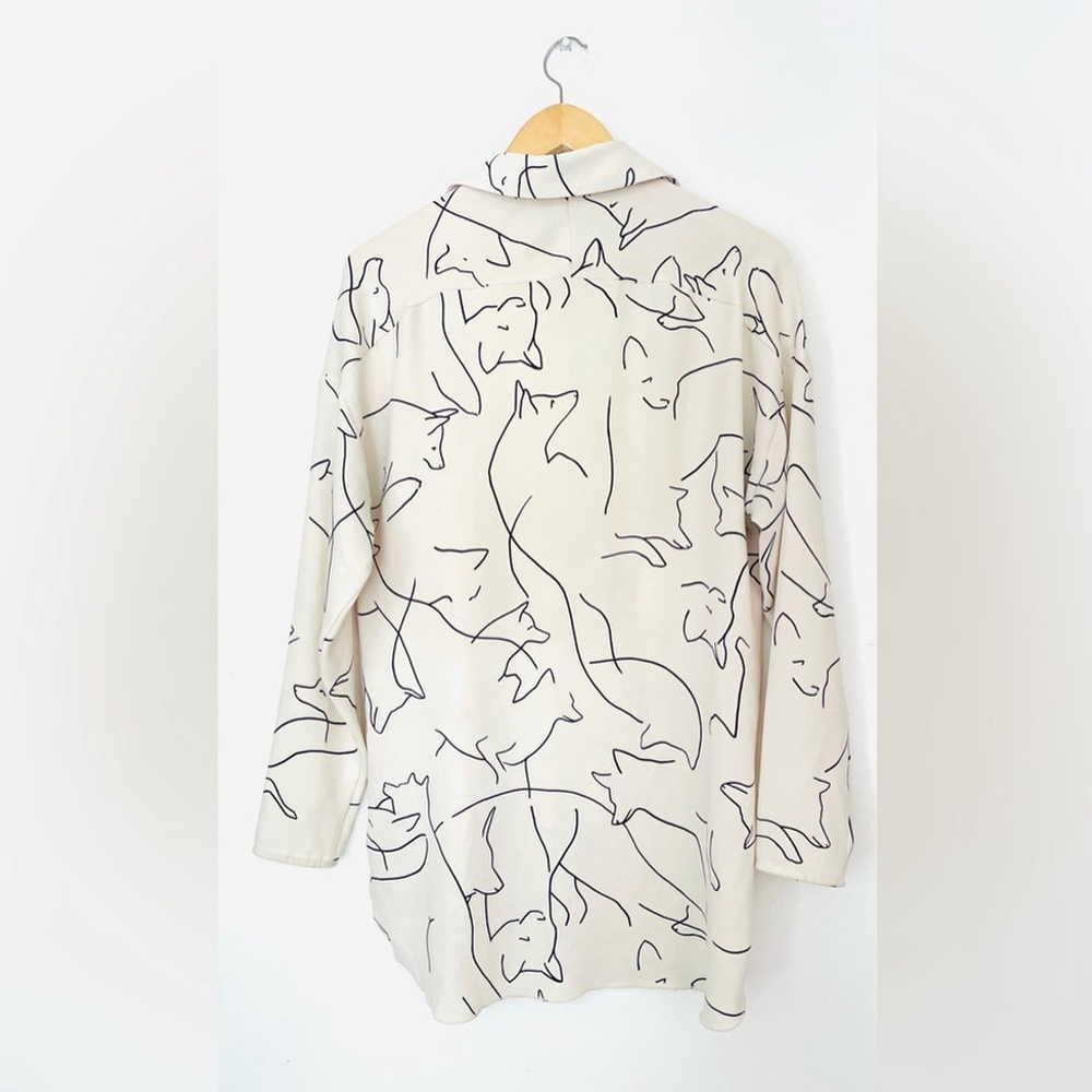 aritzia nation Cream Shirt with Abstract Animal Print blouse - Picture 6 of 8